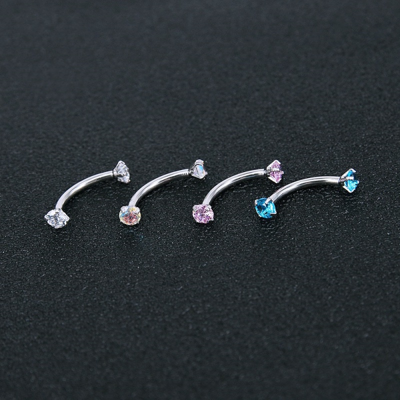 Curved Piercing Barbell with CZ(图1)