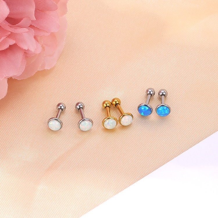 Gold-Color Ear Stud with Opal(图1)