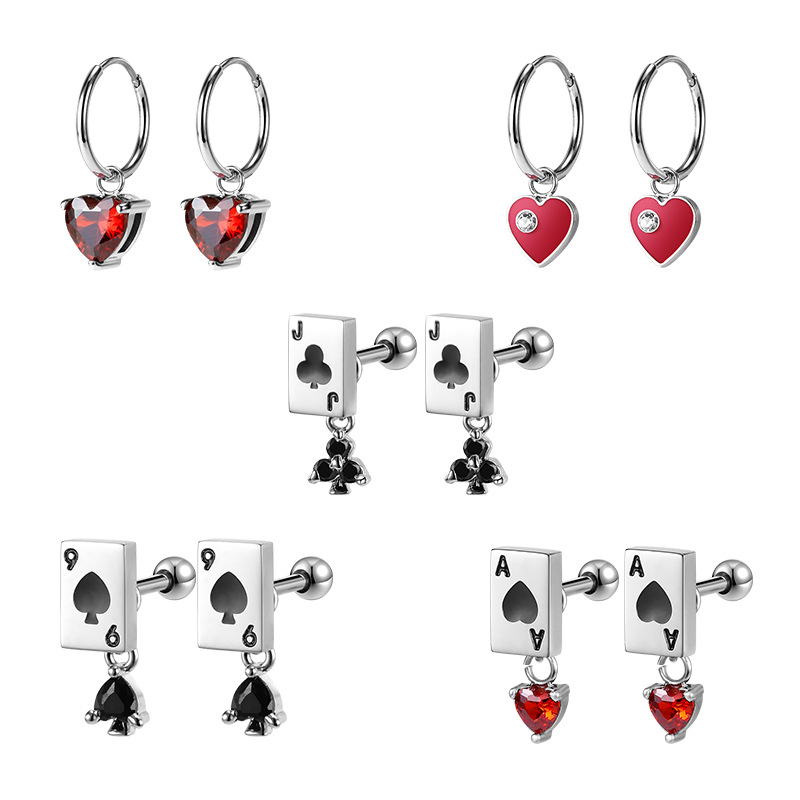 Ear Huggies with Heart Dangle(图1)