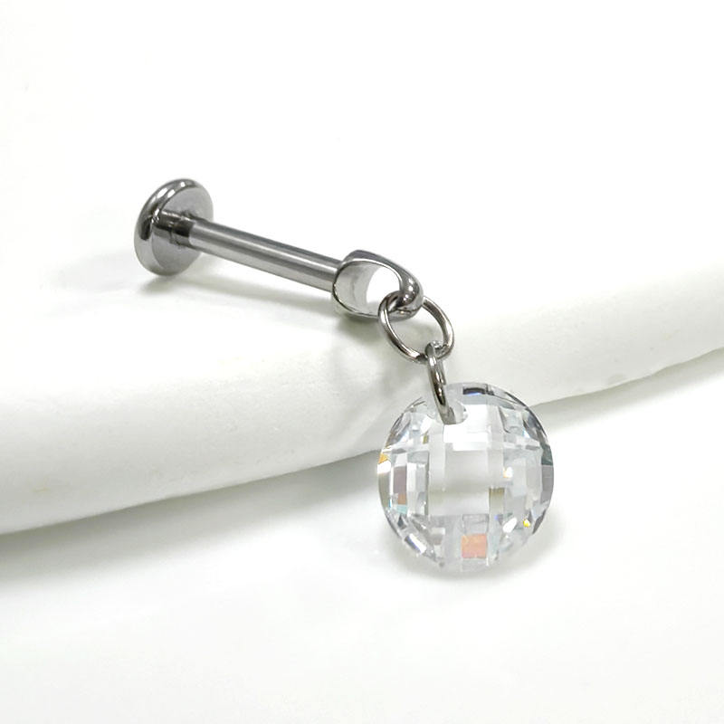 Ear and Lip Stud with Round CZ(图1)