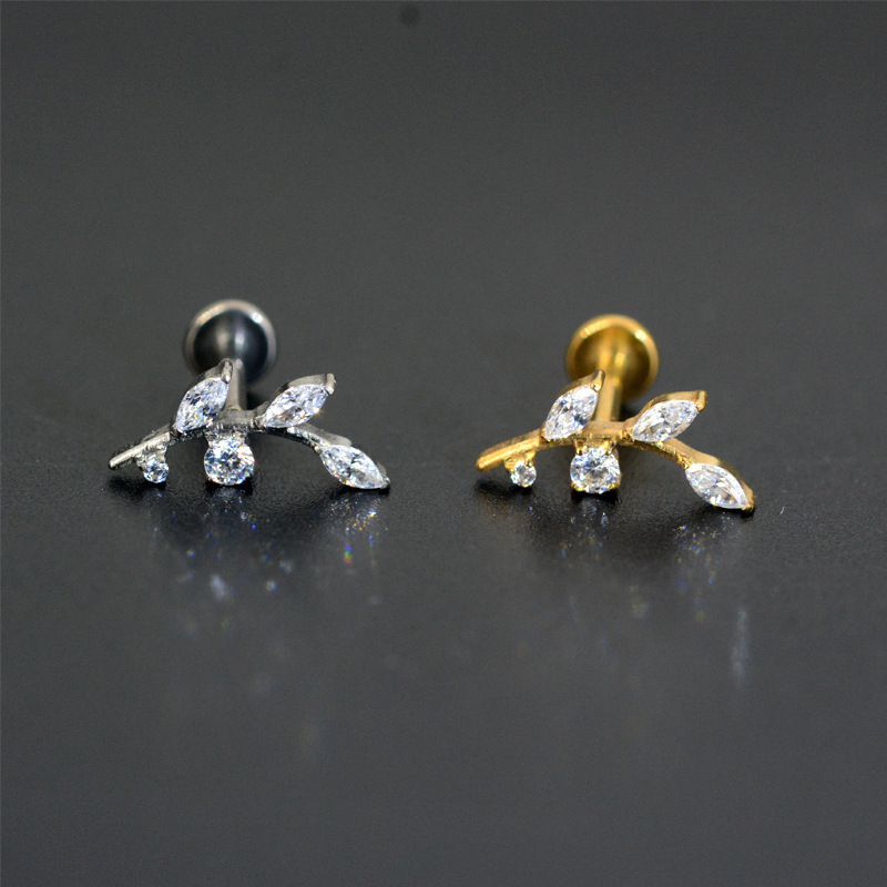 Leaf-top Ear and Lip Stud(图1)