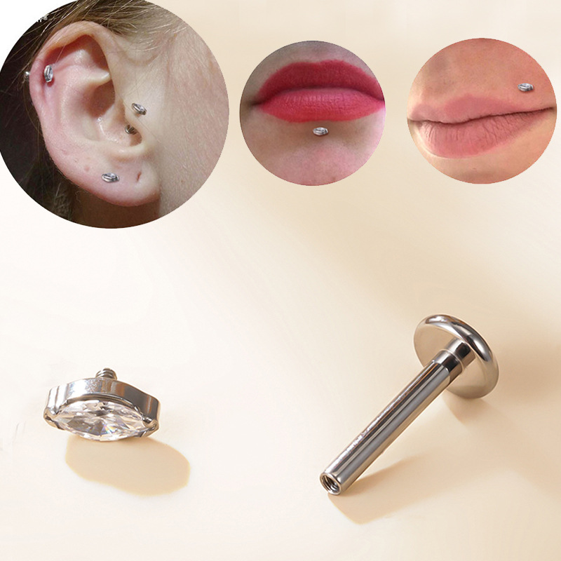 Ear and Lip Stud with Marquise(图1)