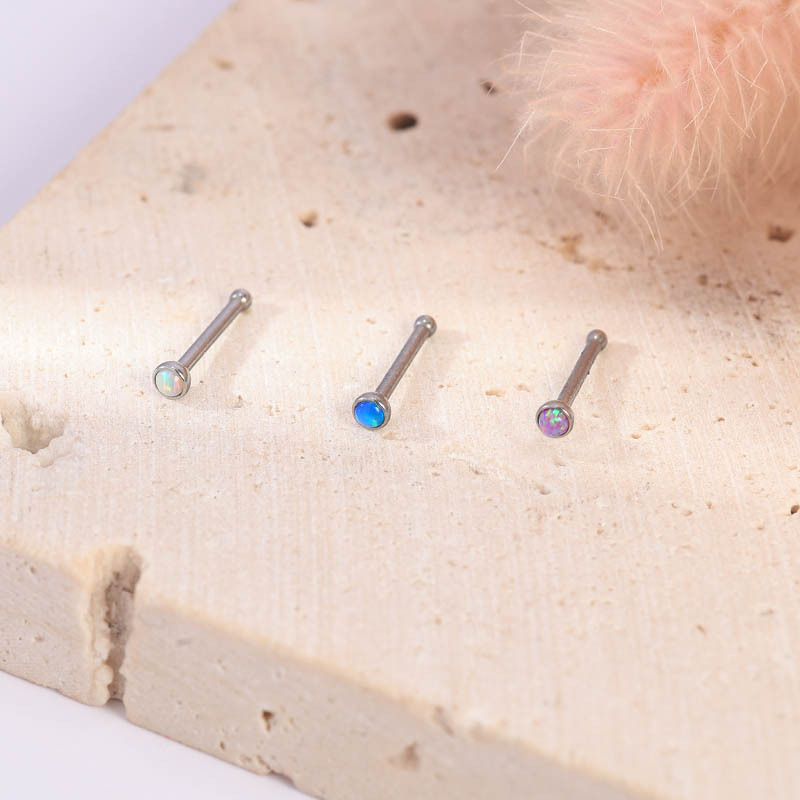 Nose Bone Stud with Opal(图1)