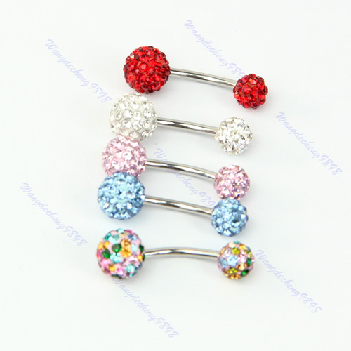 Belly Button Ring with Crystal Ball(图1)