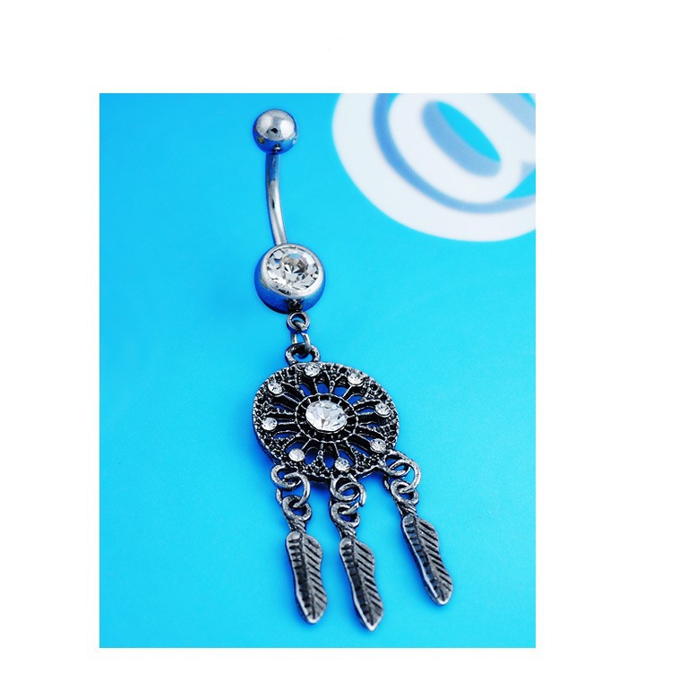 Belly Button Ring with Feather Dangle(图1)