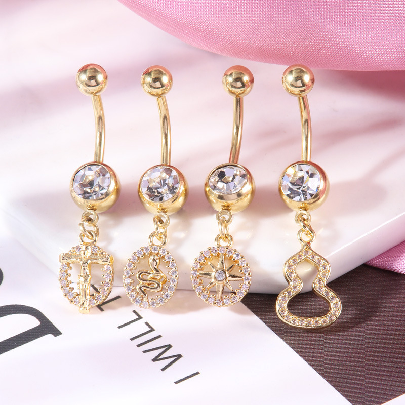 Belly Button Ring with CZ Dangle(图1)