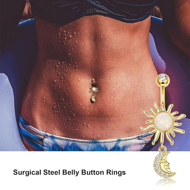 Belly Button Ring with Sun and Moon(图1)