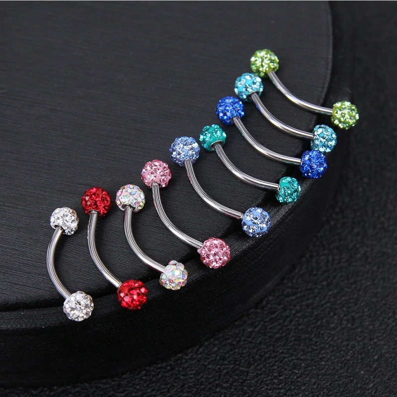 Eyebrow Piercing Barbell with Crystal Balls(图1)