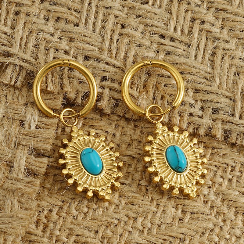 Ear Huggies with Turquoise Dangle(图1)