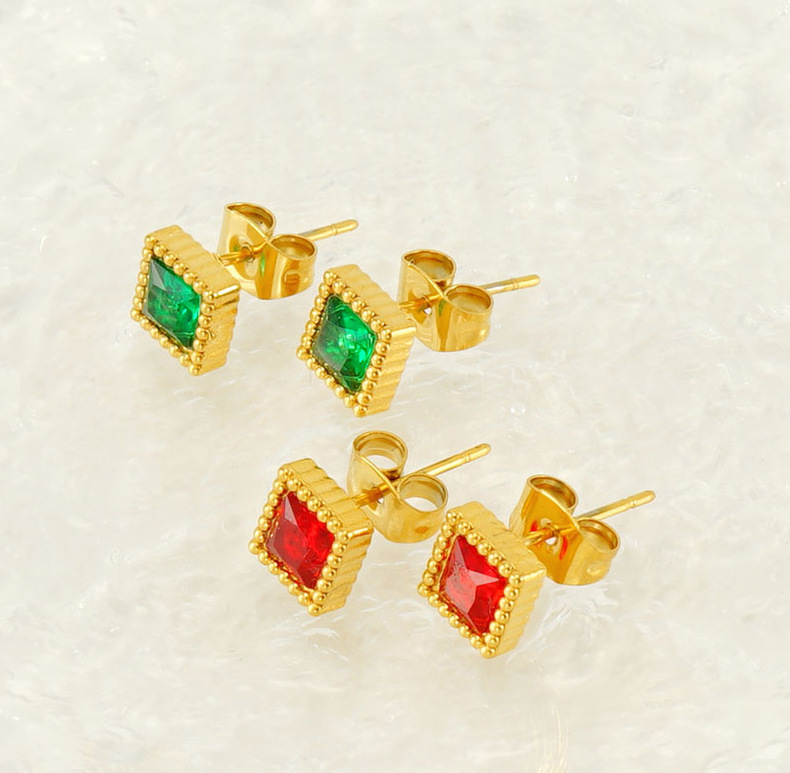 Ear Stud with Square Zircon(图1)