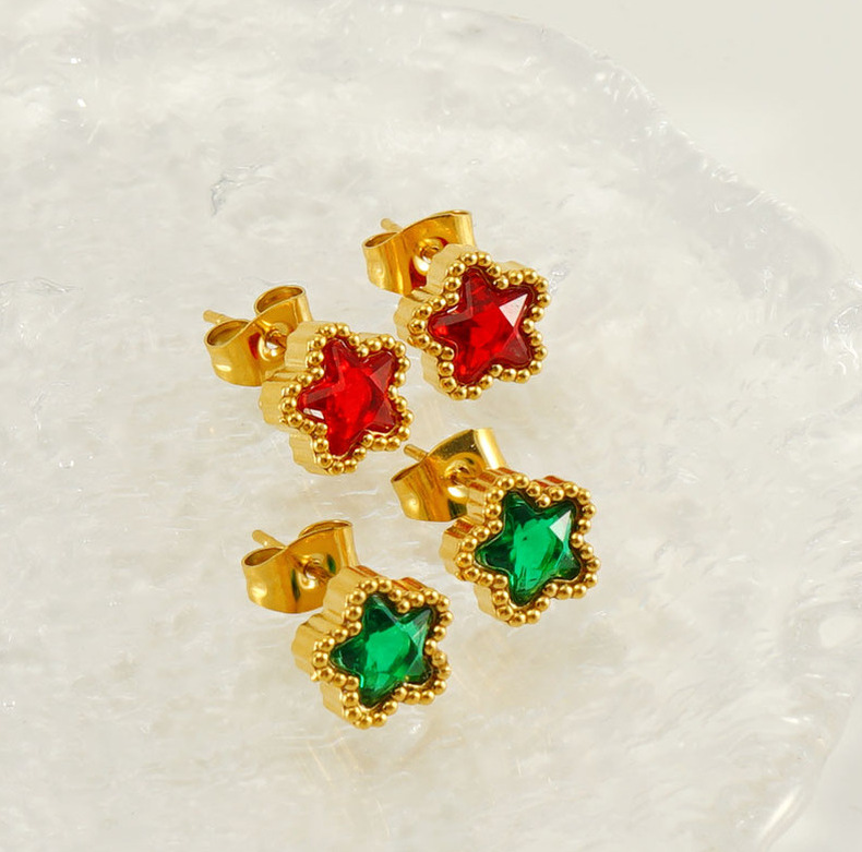 Ear Stud with Flower Zircon(图1)