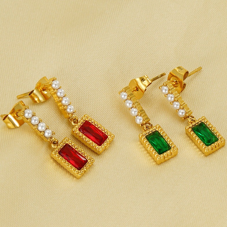 Ear Stud with Pearl and Dangle(图1)