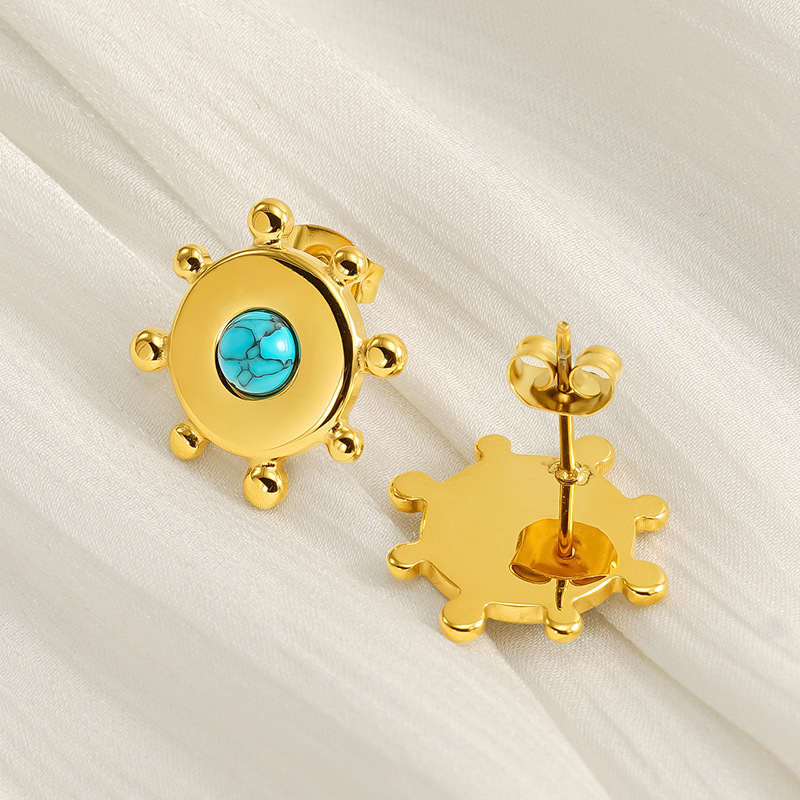 Statement Earring with Turquoise Stone(图1)