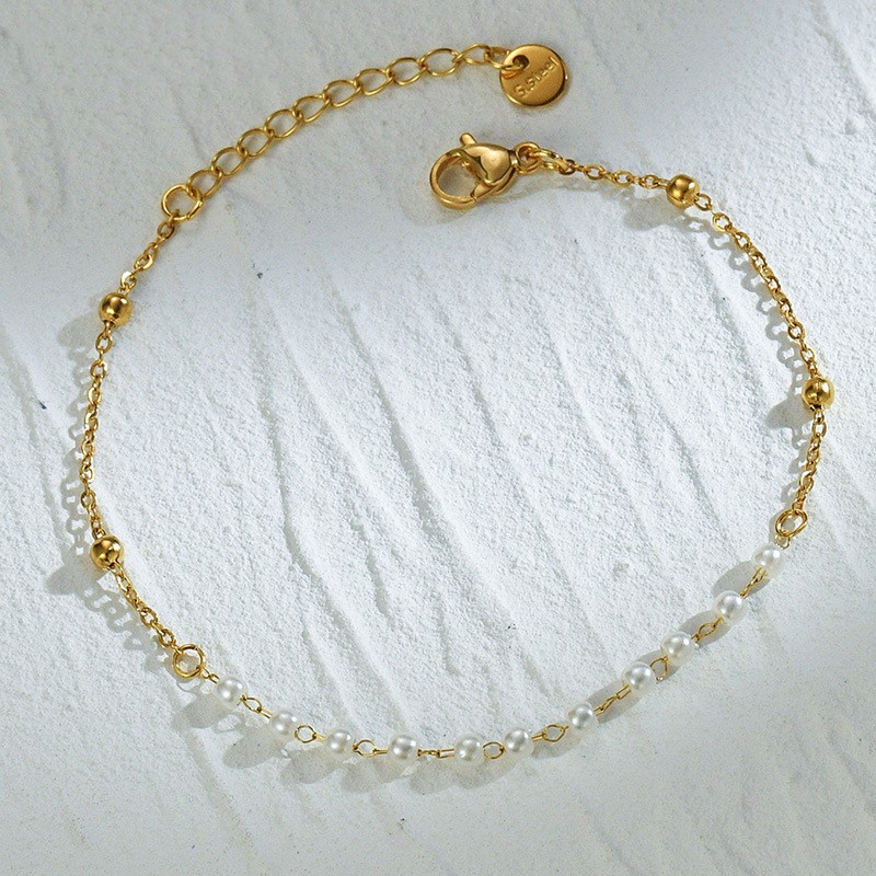 18k Gold Plated Bracelet with Pearl(图1)