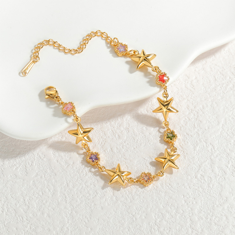 18k Gold Plated Bracelet with Stars(图1)