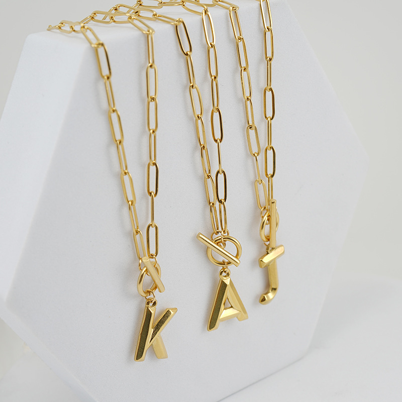 18k Gold Plated Alphabet Necklace(图1)