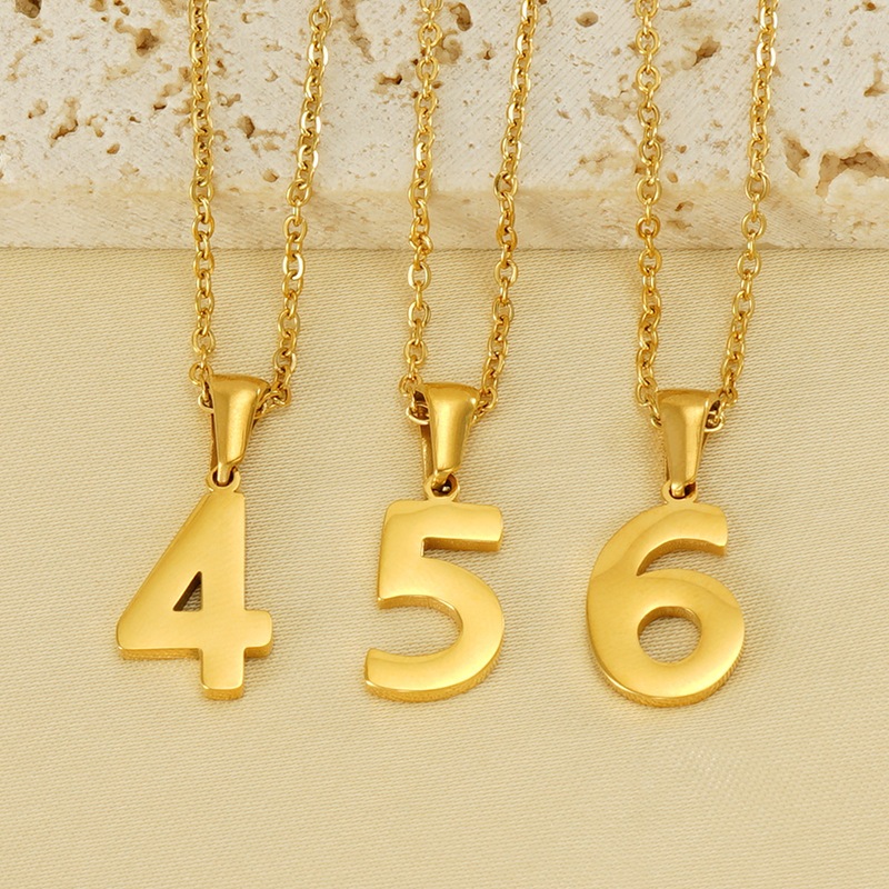 18k Gold Plated Necklace with Numbers(图1)