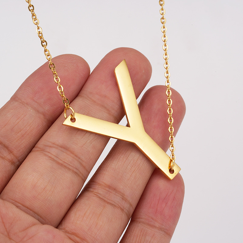 18k Gold Plated Alphabet Necklace(图1)