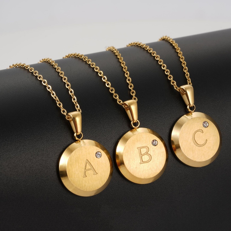 Alphabet Necklace with Rhinestone(图1)