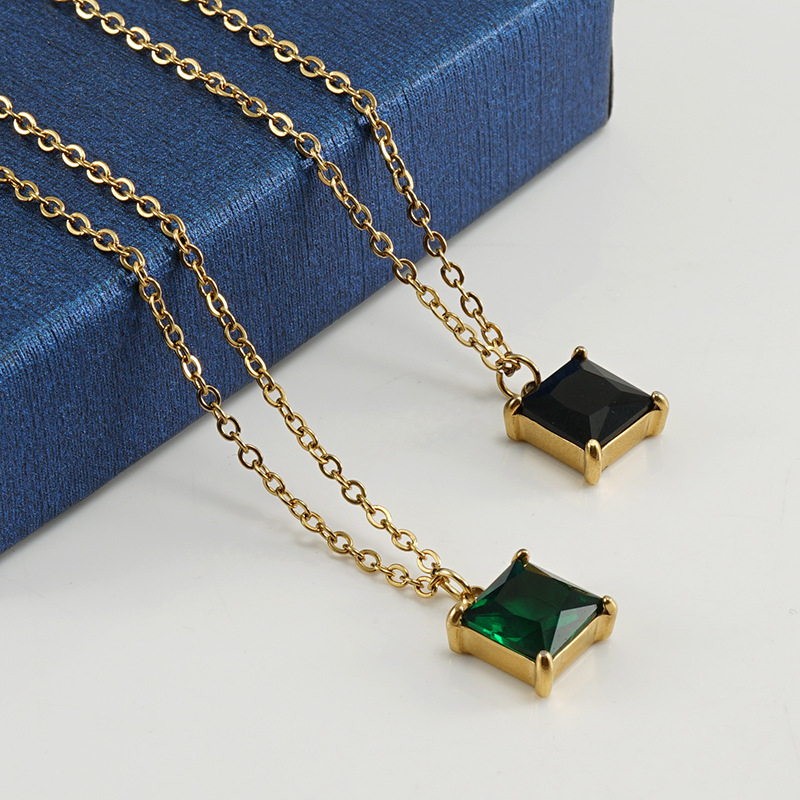 18k Gold Plated Necklace with Zircon(图1)