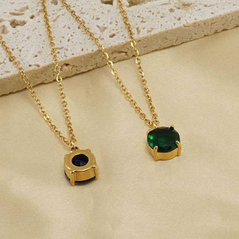 18k Gold Plated Necklace with Zircon(图1)