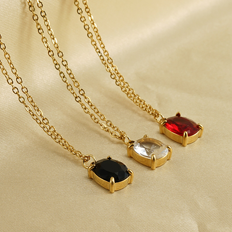 18k Gold Plated Necklace with Zircon(图1)