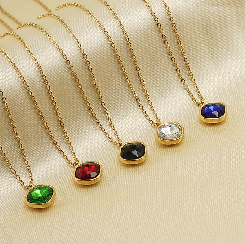 18k Gold Plated Necklace with Zircon(图1)