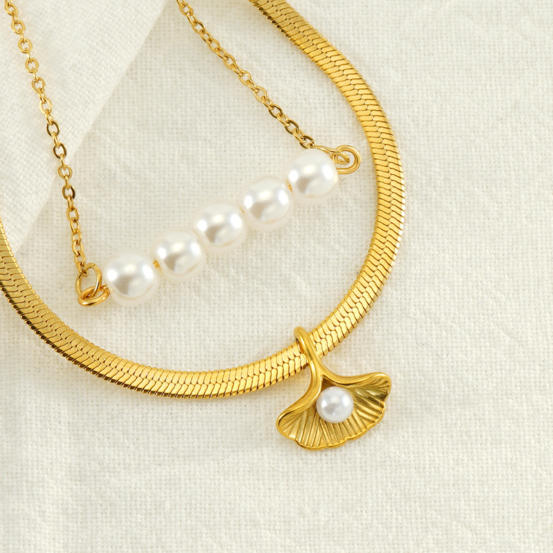 18k Gold Plated Necklace with Pearl(图1)