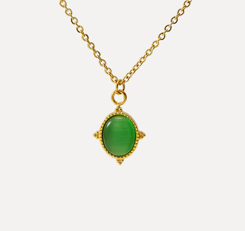 18k Gold Plated Necklace with Stone(图1)