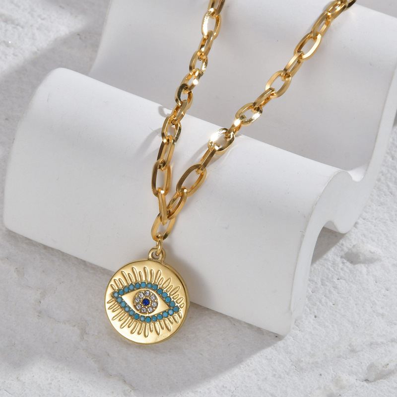 18k Gold Plated Necklace with Eye(图1)