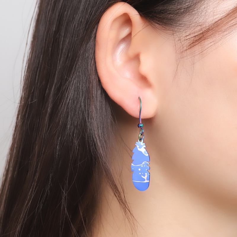 Earring Drop with Feather Dangle(图1)