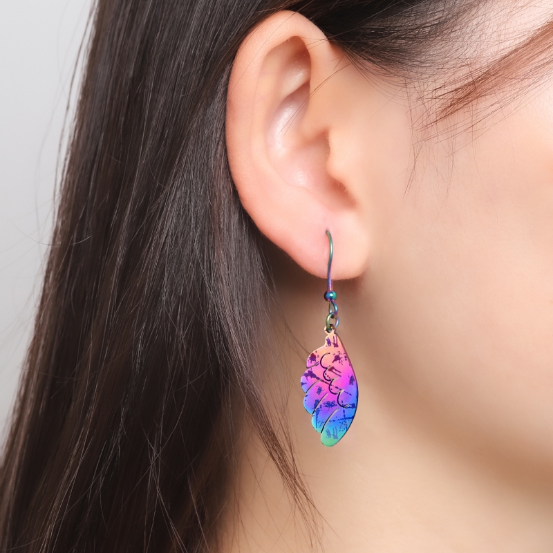 Earring Drop with Feather Dangle(图1)