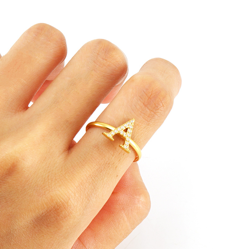 Alphabet Ring with Rhinestone(图1)