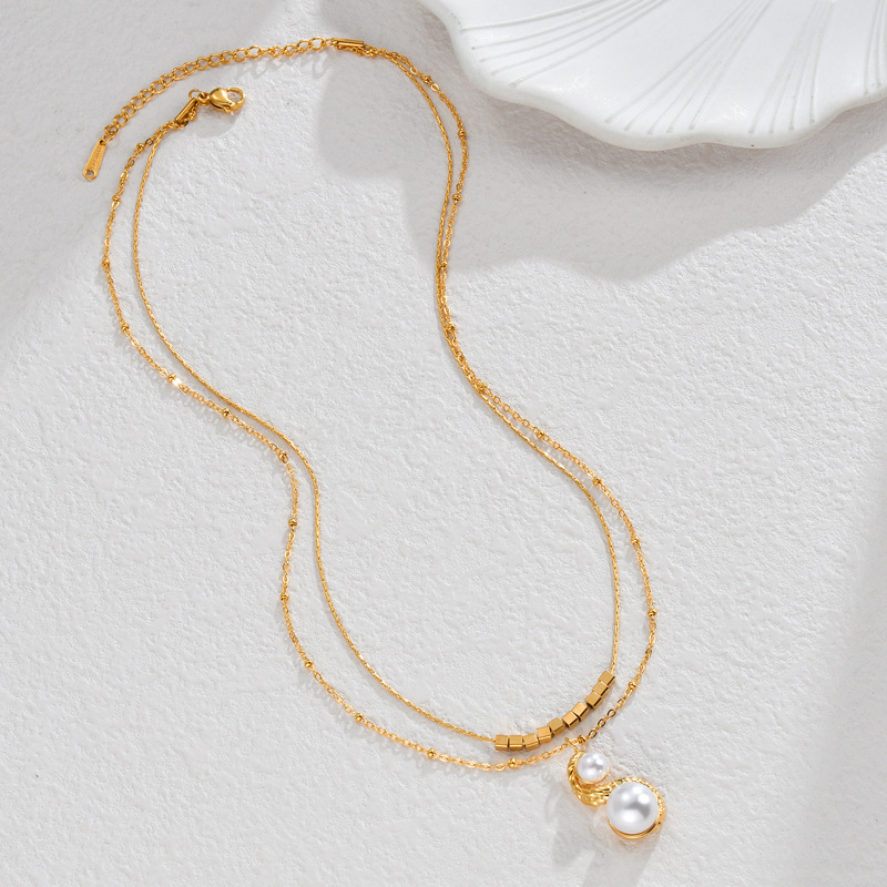 Layered Necklace with Pearl(图1)