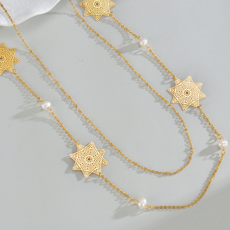 18k Gold Plated Necklace with Pearl(图1)