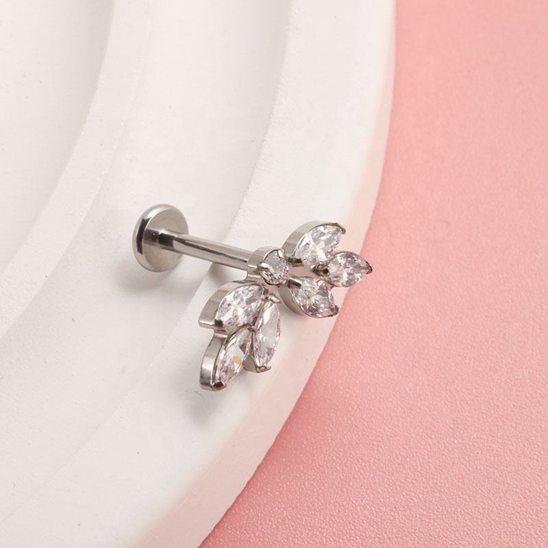 Ear and Lip Stud with CZ Top(图1)