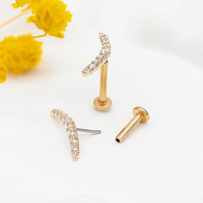 Threadless CZ-top Ear and Lip Stud(图1)