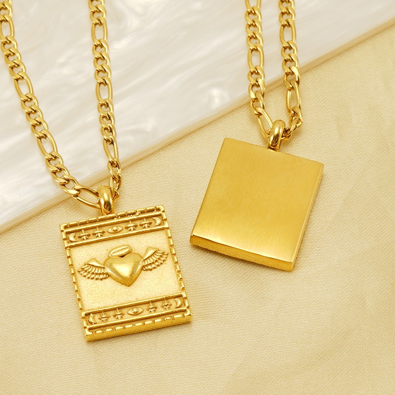 18k Gold Plated Necklace with Figaro Chain(图1)