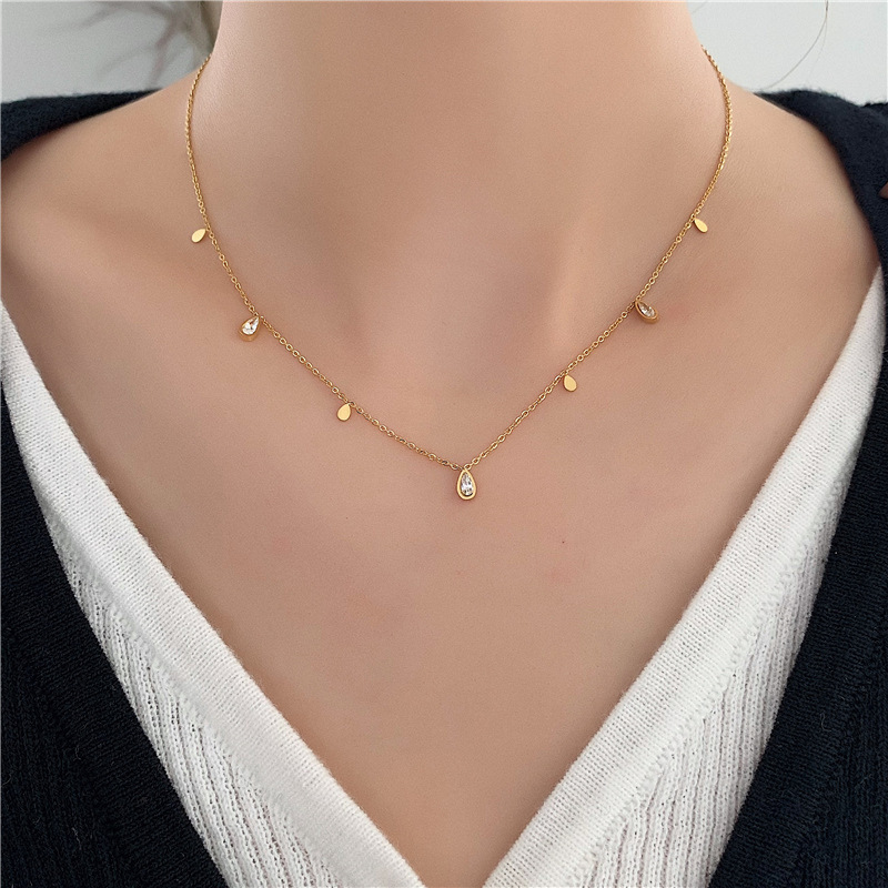 18k Gold Plated Necklace with Zircon(图1)