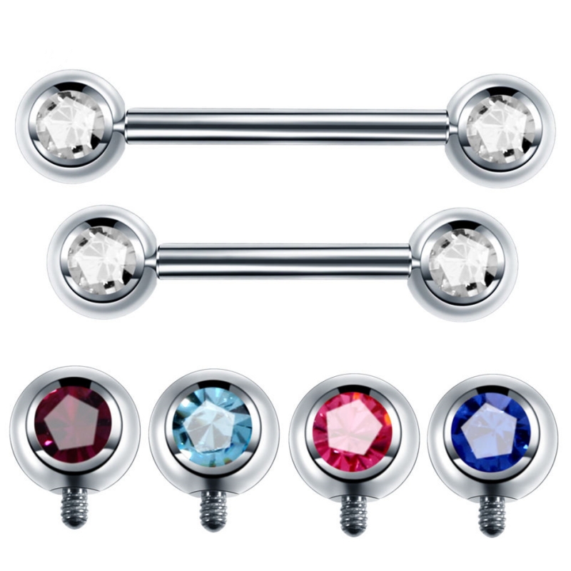 Straight Barbell with CZ Balls(图1)