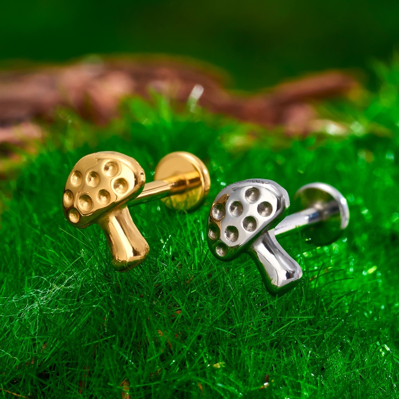 Ear and Lip Stud with Mushroom Top(图1)